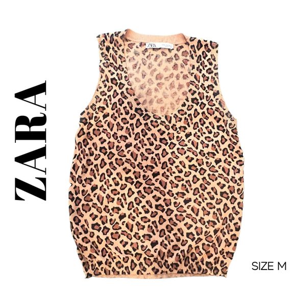ZARA CHEETAH SLEEVELESS SHELL - Picture 1 of 3